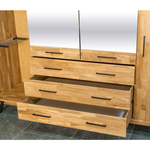 Шкаф для одежды Флеверс из массива дуба, 240х190х62 см, 4 двери 3 ящика, на металлических ножках