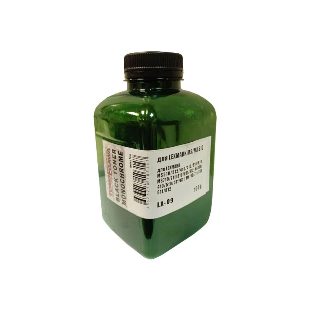 Тонер для Lexmark MS/MX 310/410/510/610/710/810 (160гр, 6K, LX-09 TOMOEGAWA) Green Line