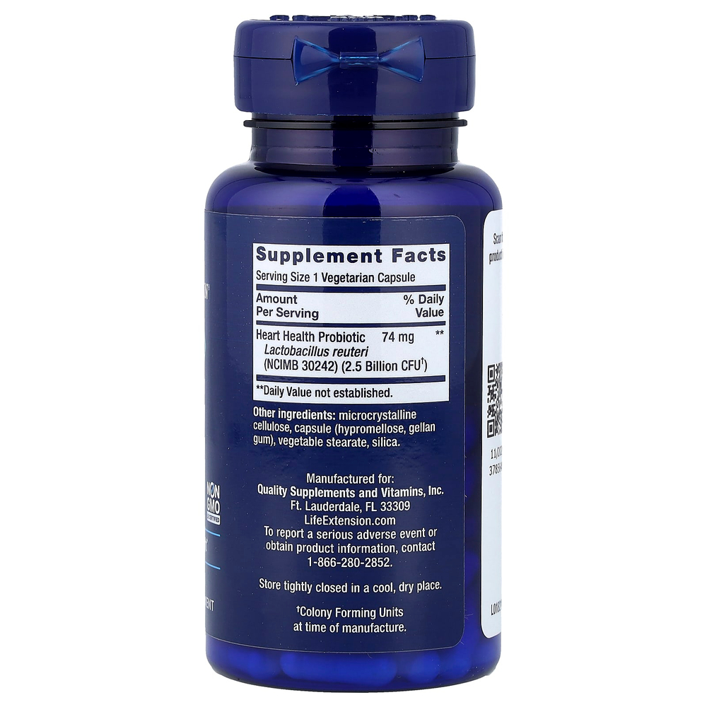 Life Extension, FLORASSIST®, пробиотик для здоровья сердца, 60 вегетарианских капсул (74 мг в 1 капсуле)