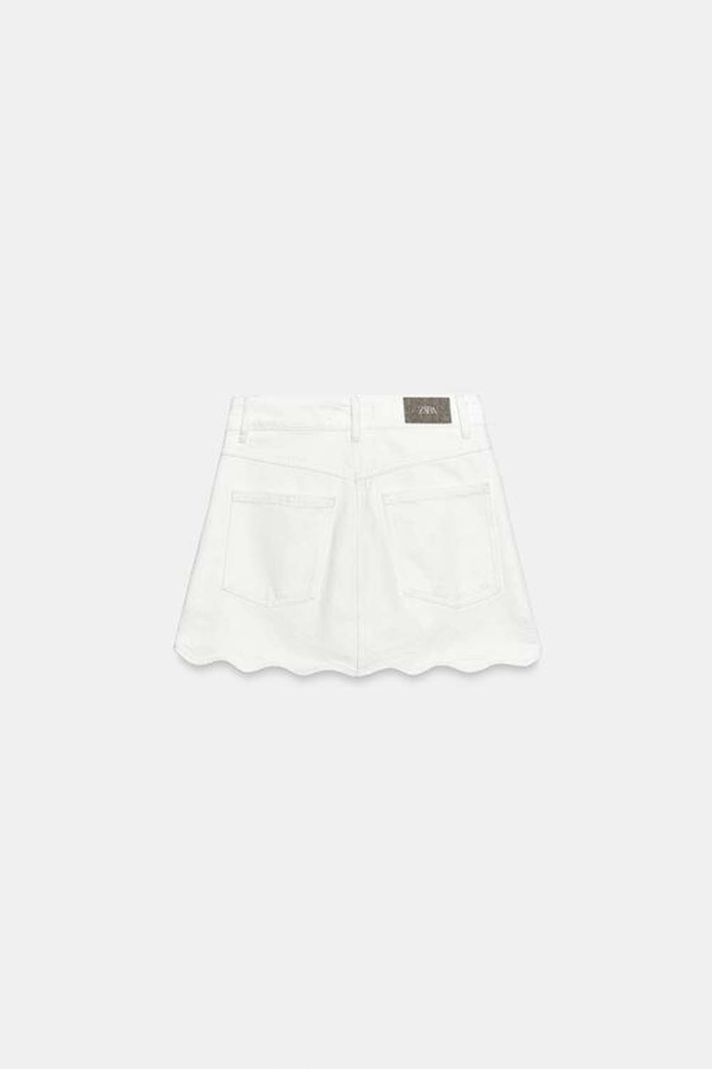 ZARA ЮБКА-ШОРТЫ Z1975 ИЗ ДЕНИМА С ВОЛНИСТЫМ КРАЕМ, БЕЛЫЙ