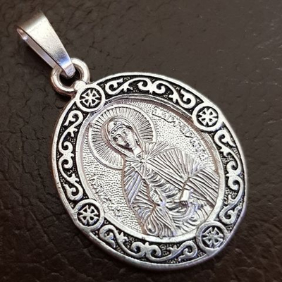Нательная именная икона святая Маргарита с серебрением