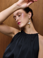 Серьги "Cross pearl shell" Gold