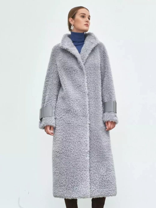 Шуба женская чебурашка тедди, серая, SilverFox