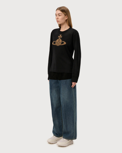 VIVIENNE WESTWOOD RED LABEL ЛОНГСЛИВ ЧЕРНЫЙ С АППЛИКАЦИЕЙ ВИДЕ ЛОГОТИПА БРЕНДА