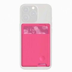 Силиконовый чехол для пластиковых карт / Картхолдер - кошелек на телефон Universal Wallet самоклеящийся универсальный (Ярко-розовый)