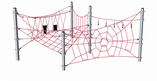 Тросовая конструкция с сетками и элементами паркура