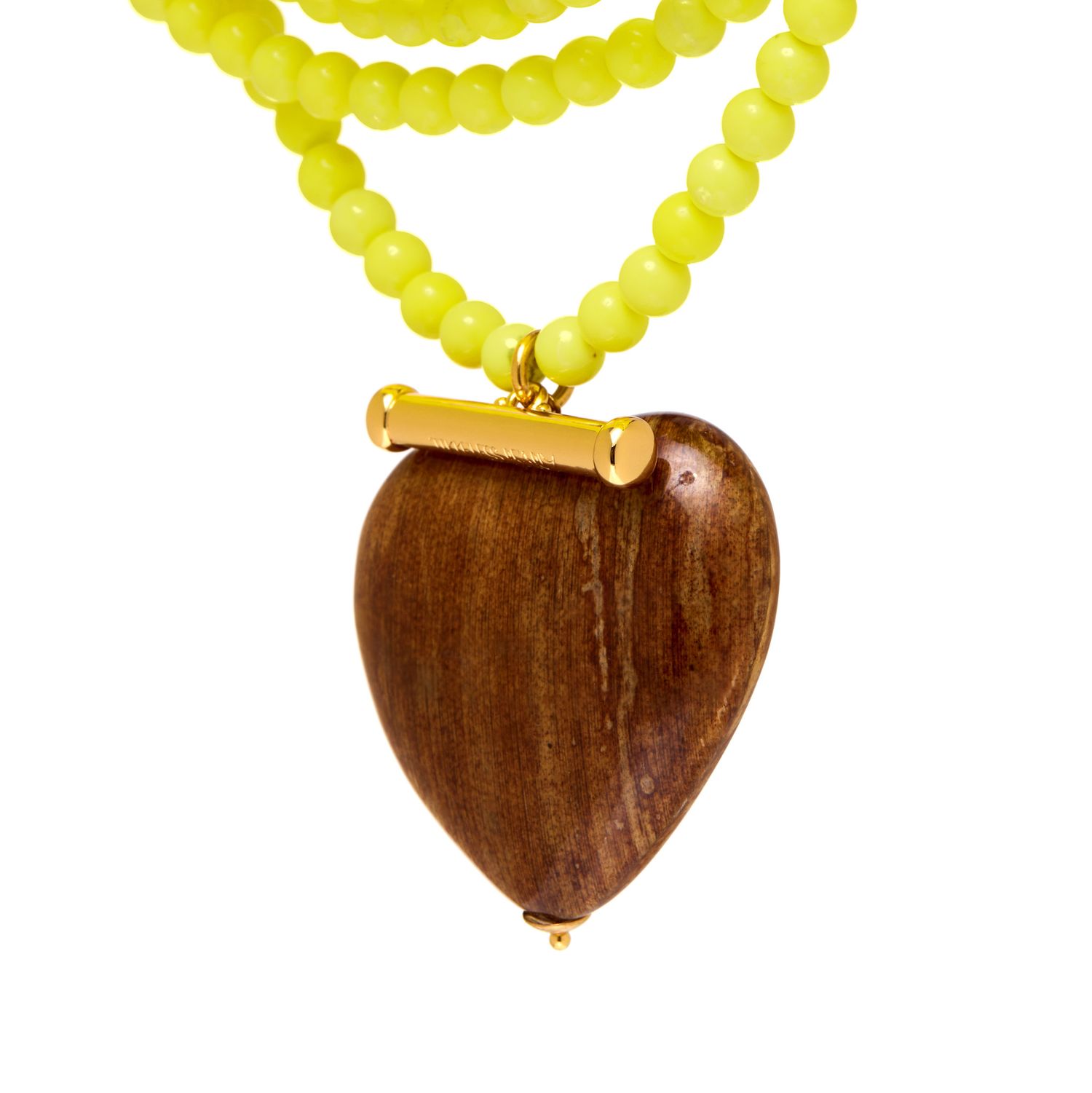 Колье Pvc Beaded Necklace With Wooden Heart Charm