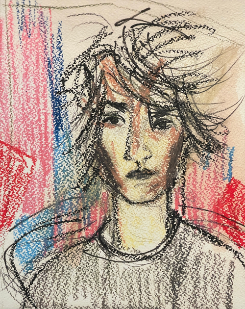 ПОРТРЕТ принт на холсте с оригинальным рисунком на обратной стороне