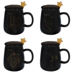 GAEM Кружка с крышкой и ложкой, 450 мл, L8 W12 H11 см, 4в.