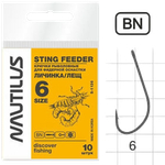Крючок Nautilus S-1136 №10 10шт Sting Feeder Личинка/Лещ 05-66151944