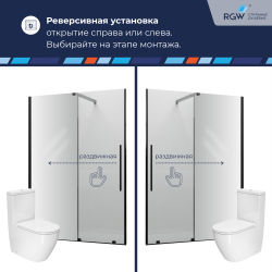 Душевая откатная дверь-купе в нишу TO-18B черная, стекло прозрачное, ход нижние колеса (Прозрачное, 1200)