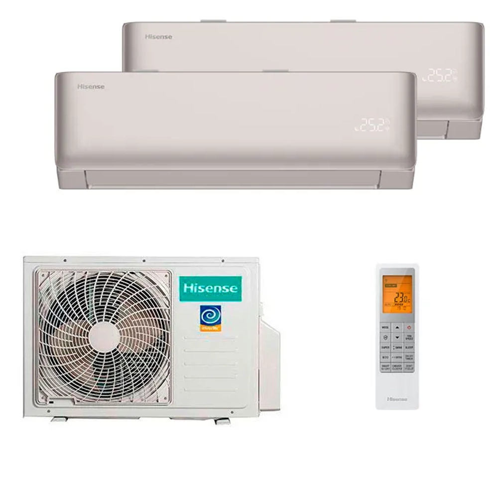 Мульти сплит-система Hisense на 2 комнаты (20+20 кв.м.) VIBE PRO CHAMPAGNE