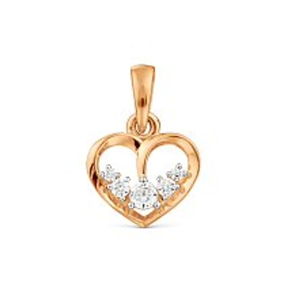 Сердце из золота с фианитами