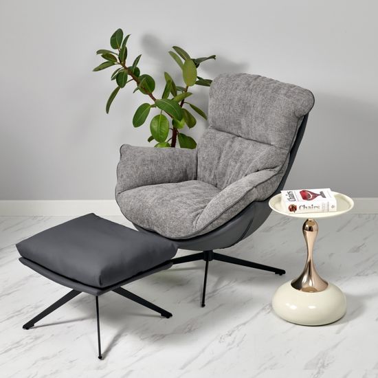 Кресло HUG тёмно-серый, экокожа, шенилл