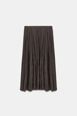 ZARA КОМБИНИРОВАННАЯ СТРУЯЩАЯСЯ ЮБКА — ZW COLLECTION, КОРИЧНЕВЫЙ