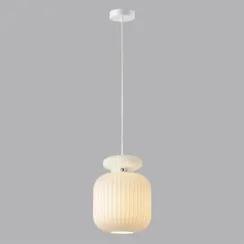5042/1C PENDANT ODL24 445 белый/белый/металл/стекло/эко.кожа Подвес E27 1*60W JUGI