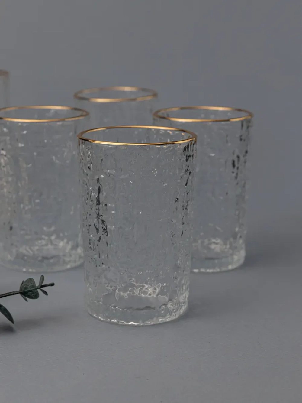 Набор бокалов с узором, 240 мл. 6 шт. С золотой каймой