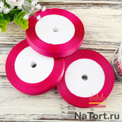 Лента атласная 12 мм (23 метра, цвет №130  малиновый)