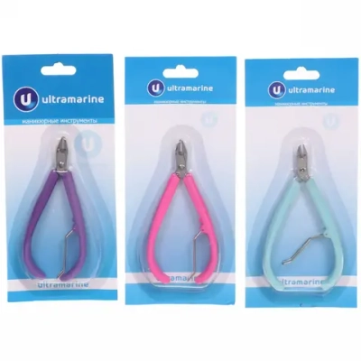 Кусачки для кутикулы, на блистере «Ultramarine», одна пружина, ручки пластик, цвет микс, на блистере,10см✦