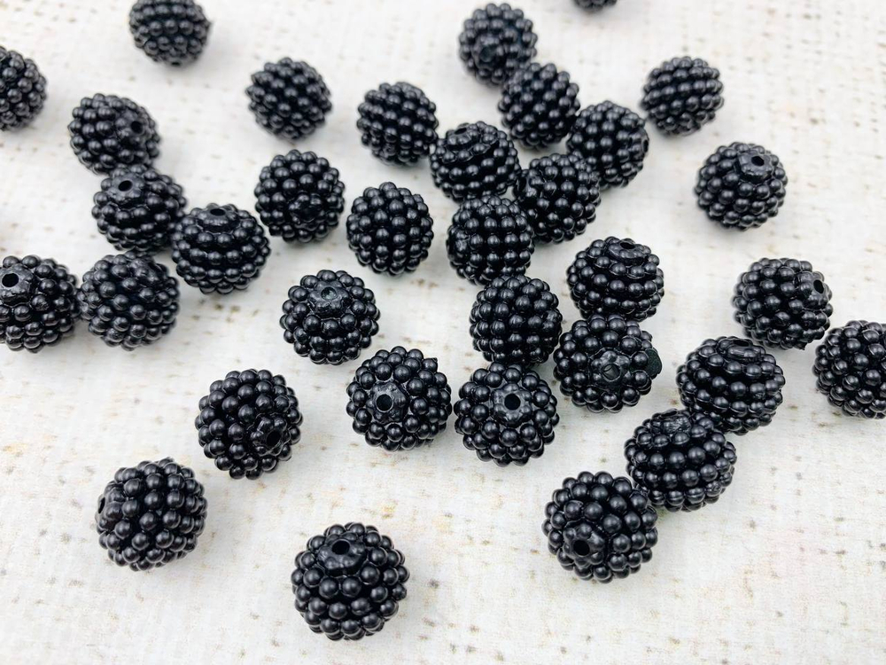 Бусины пришивные ежевика, d 8 мм, чёрный