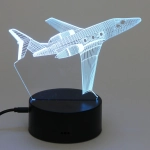 Светильник ночник «3D-Самолёт» на пластиковой подставке, с включателем USB