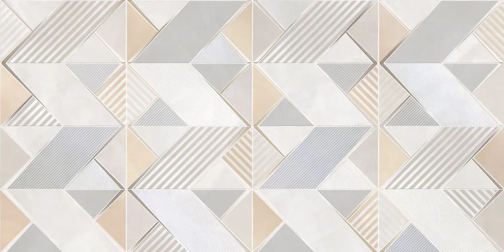 Декоративная плитка ALMA Ceramica DWU09RVL014 Rivoli 50x24.9 серая / кремовая глянцевая под камень / с орнаментом