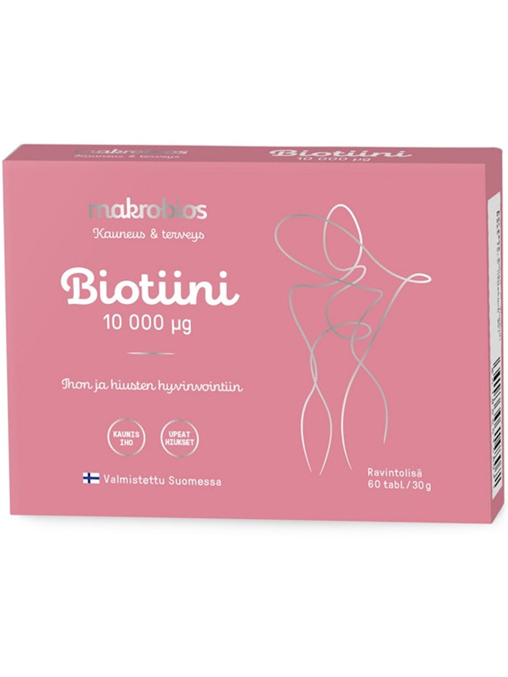 Пищевая добавка Makrobios Biotiini 60 таблеток, Макробиос Биотин для поддержания здоровья кожи и волос