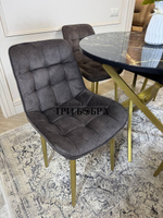 Круглый раздвижной стол "Черный мрамор", и стулья "Бостон" коричневый