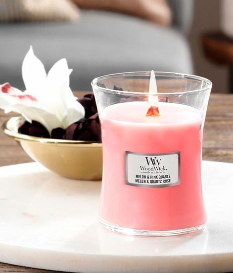 Дыня и розовый кварц, ароматическая свеча, WoodWick