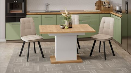 Стол кухонный обеденный раздвижной Белый/Дуб Крафт золотой 120(163)х80х75 см