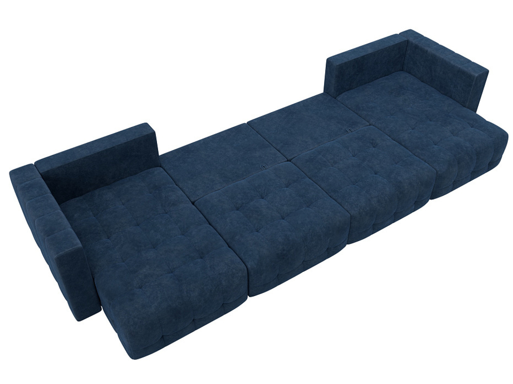 Диван П-образный Лига-052 НПБ Лонг, BRUT 11 ВЕЛЮР синий
