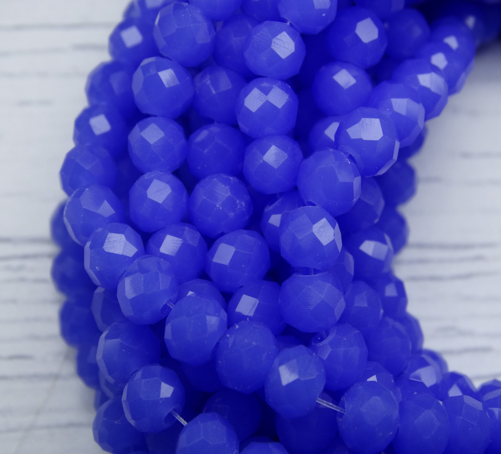 БМ007НН46 Хрустальные бусины "рондель", цвет: синий матовый, 4х6 мм, кол-во: 58-60 шт.