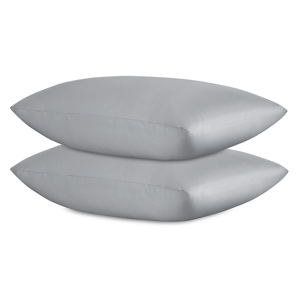 Набор наволочек из премиального сатина светло-серого цвета из коллекции essential, 50х70 см