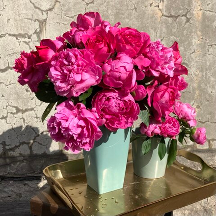 ♛ Букет душистых пионов Александр Флеминг и ароматных пионовидных роз Ив Пьяже