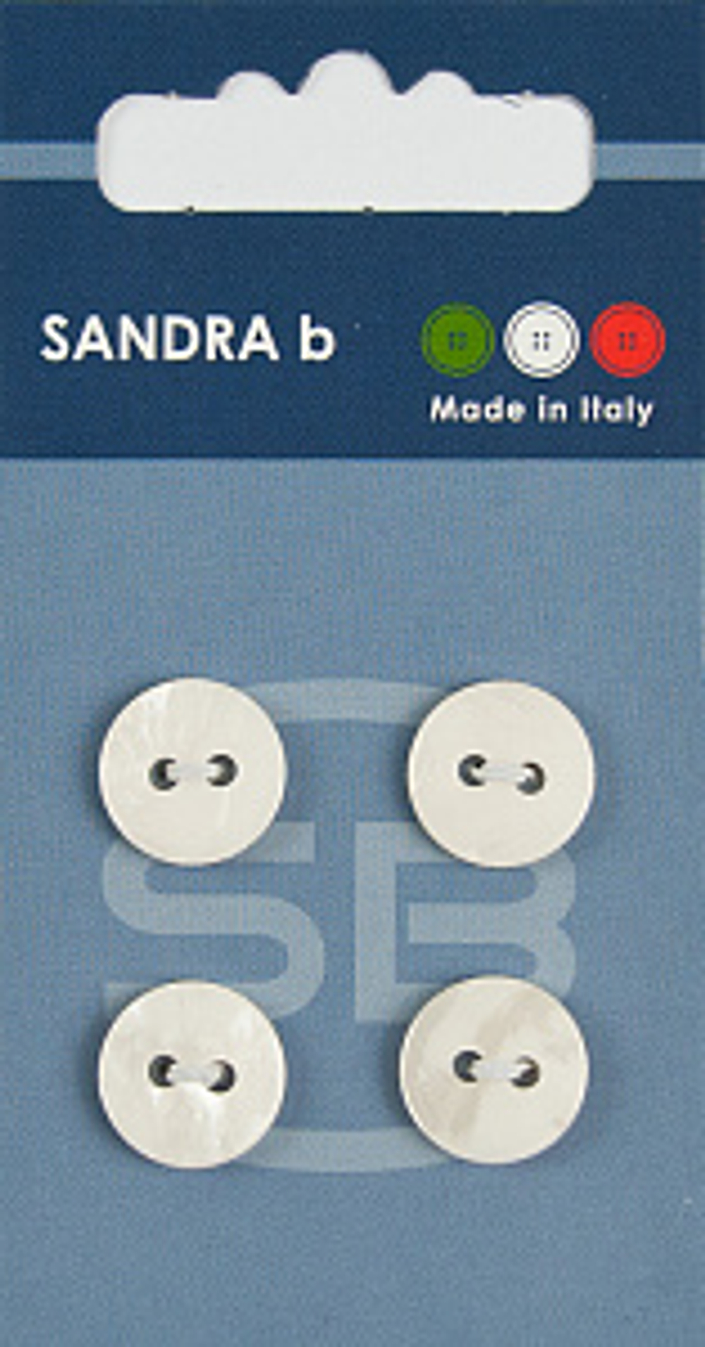 Пуговицы Sandra, размер 13мм (4 шт на блистере), белый