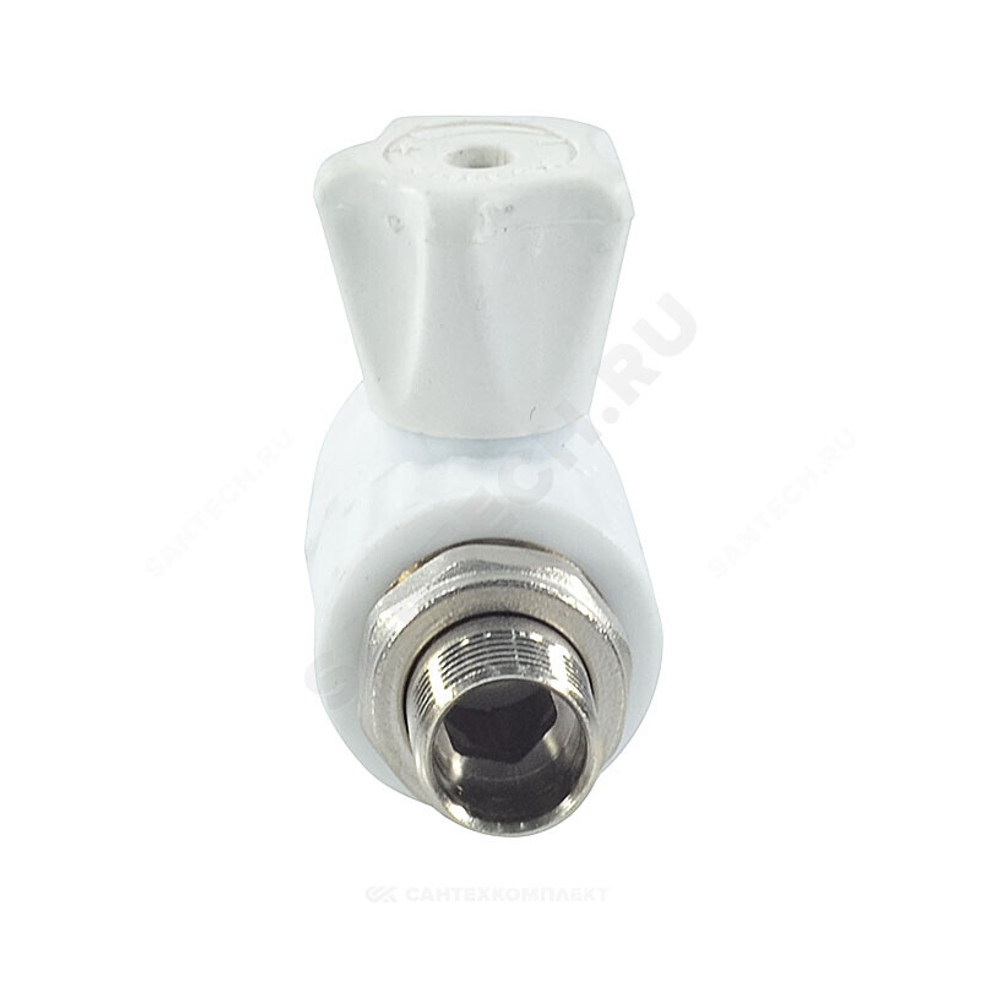 Кран шаровой PP-R белый Дн 20х1/2" НР прямой для радиатора VALFEX 10149020