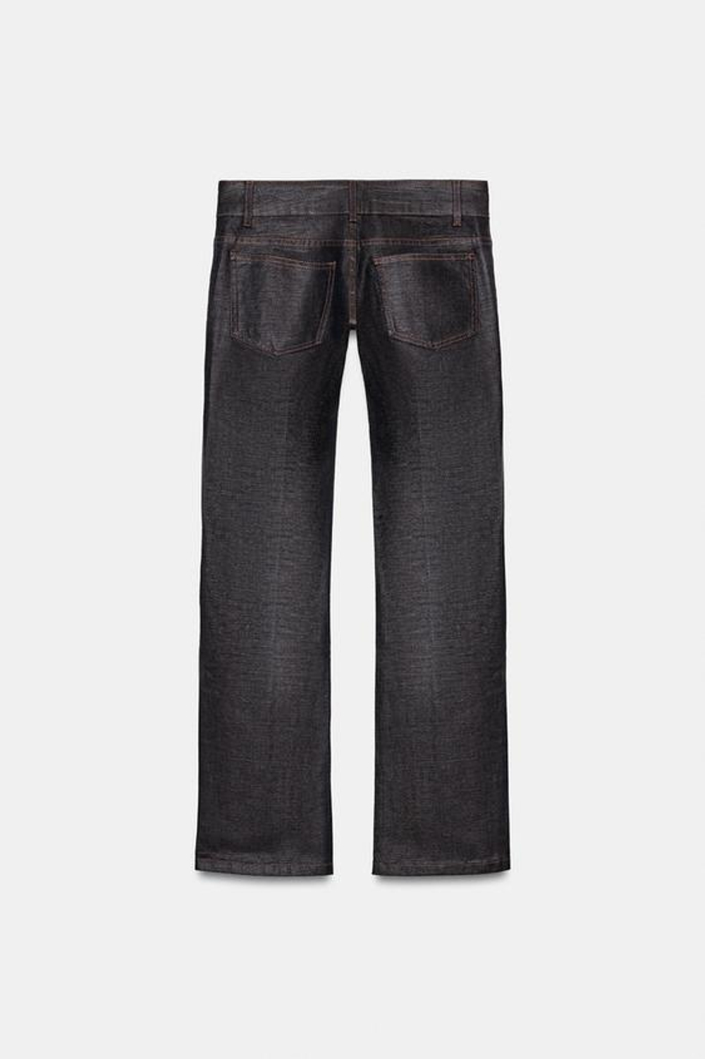 ZARA ДЖИНСЫ TRF С НИЗКОЙ ПОСАДКОЙ И ВОЩЕНЫМ ПОКРЫТИЕМ, ШОКОЛАДНЫЙ