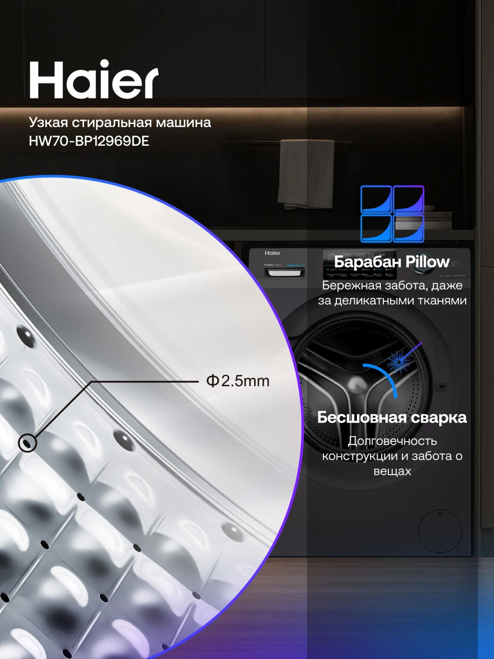 Стиральная машина HAIER HW70-BP12969DE