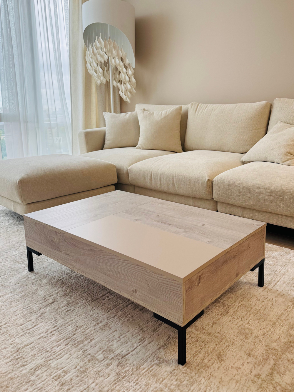 Журнальный столик с двумя подъёмными механизмами