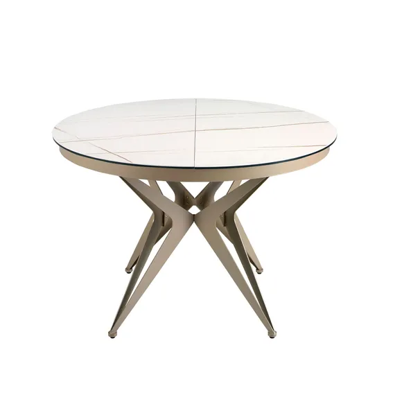 Круглый раздвижной обеденный стол 1119/MC22018DT из мраморной керамики и стали