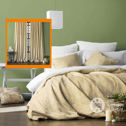 Комплект шторы и покрывало ДЖЖИМ (арт. BL10-290-02) - (145х270)х2 см., покрывало 230х250 см. - бежевый
