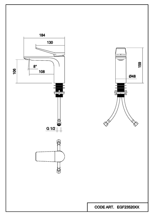 Смеситель для раковины Abelsberg Intensa EGF23520BN, титан