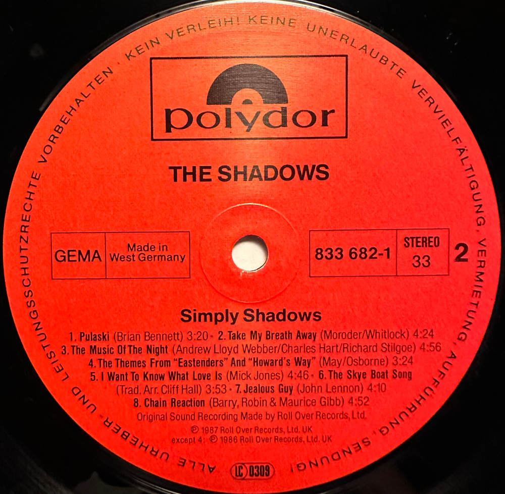 The Shadows - Simply Shadows (Германия 1987г.)