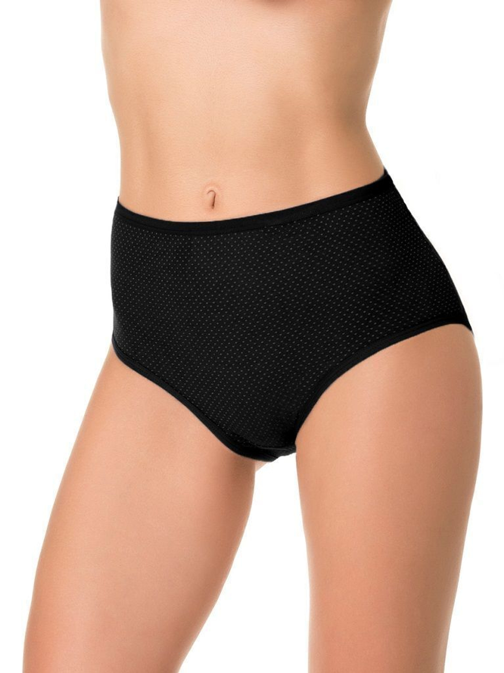 Трусы с высокой линией талии из мягкого перфорированного хлопка (Размер: XXXL) (Цвет: бордовый)