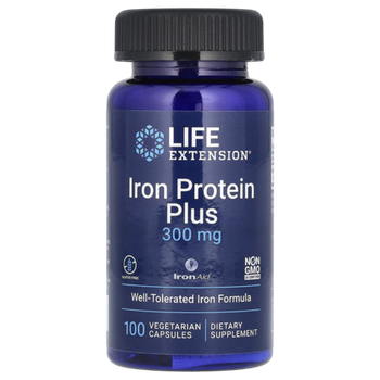 Life Extension Iron Protein Plus 300mg 100 veg caps , Железо плюс белок
