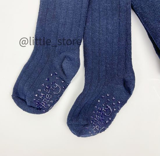 Колготки хлопковые "Полоска" со стоперами, Синие