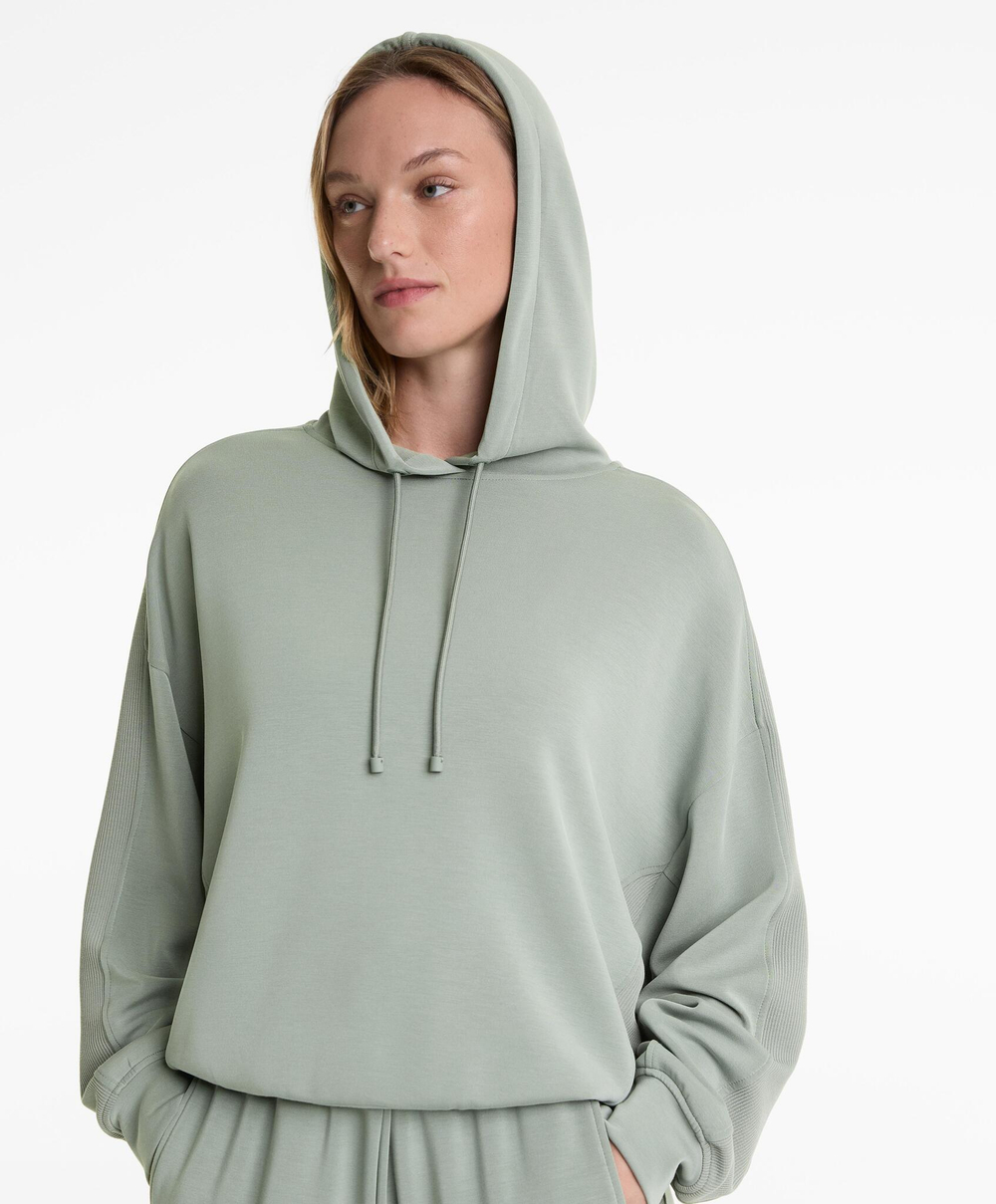 Oysho Толстовка с капюшоном из мягкого модала, синий/зеленый