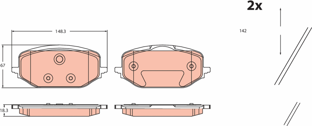 TRW - GDB2475-TRW - Brake Pad Set, disc brake