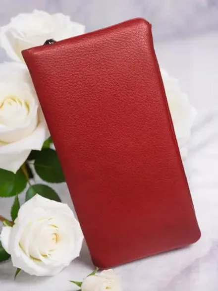 Компактный кошелек из натуральной кожи красный