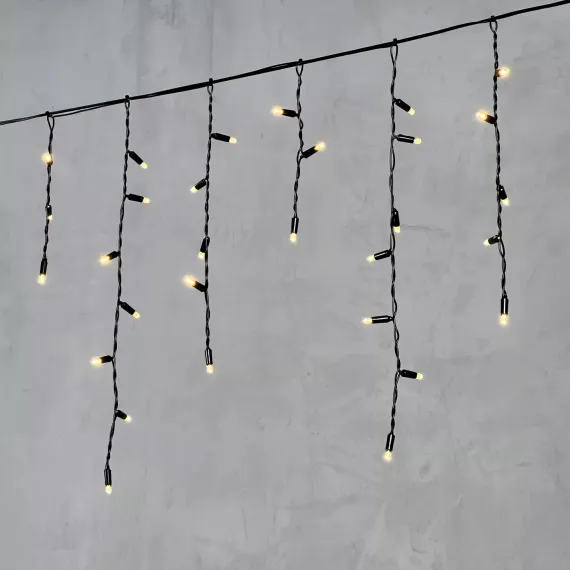 Светодиодная бахрома с колпачком 3,1*0,5 м., 120 теплых белых LED ламп, черный провод ПВХ, IP65, LTC (PIL120CAP-11-2WW)